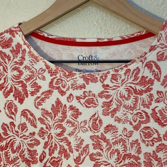 CROFT & BARROW The Classic Tee Women’s Small Red White Scoop Neck Long Sleeve. - Picture 3 of 10